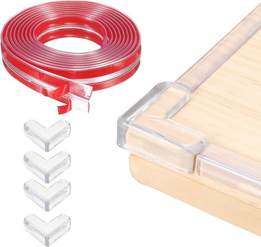 uxcell Edge Protector, 9.8ft (3Meter) x 0.4" (10MM) Clear Furniture Corner Guard PVC Strong Adhesive Proofing Edge Safety Bumpers with 4 Corners Guards for Table Cabinets