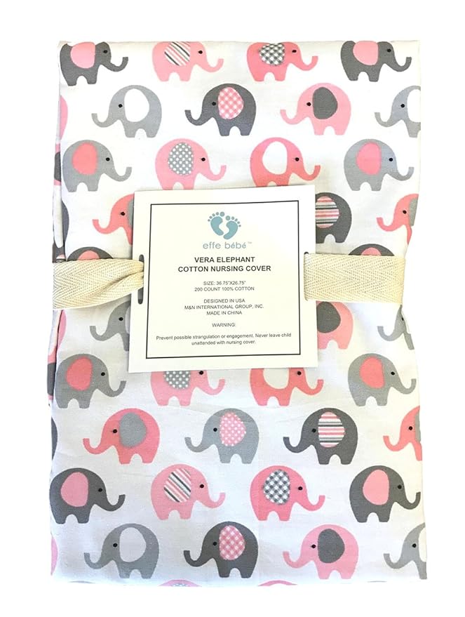 Vera Elephant 100% Breathable Cotton Nursing Cover (Petal Grey)