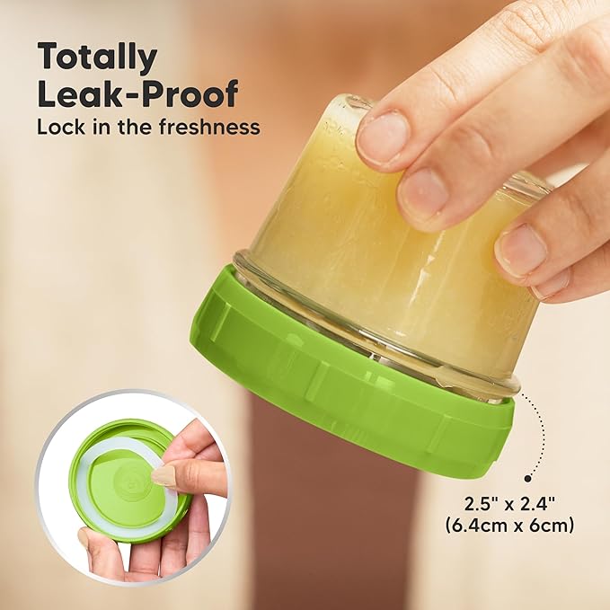 KeaBabies 12-Pack 4oz Glass Jars with Lids - 12pk Small Glass Baby Food Containers with Lids, Leak-Proof, BPA-Free, Purees & Baby Snack Containers Storage, Microwave, Dishwasher & Freezer Safe
