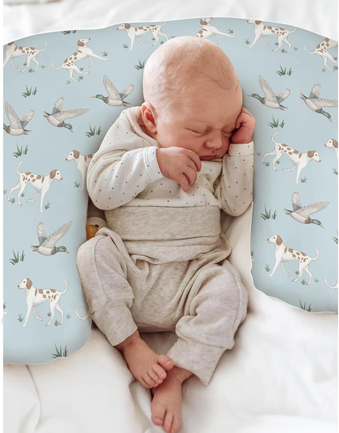 Green Mallard Ducks Dogs Nursing Pillow Covers for Boy Girl Wild Duck Hunting Nursery Feeding Pillowcase for Breastfeeding Pillows Outdoor Duck Hunter Soft Stretchy Removable Covers for Newborn Infant