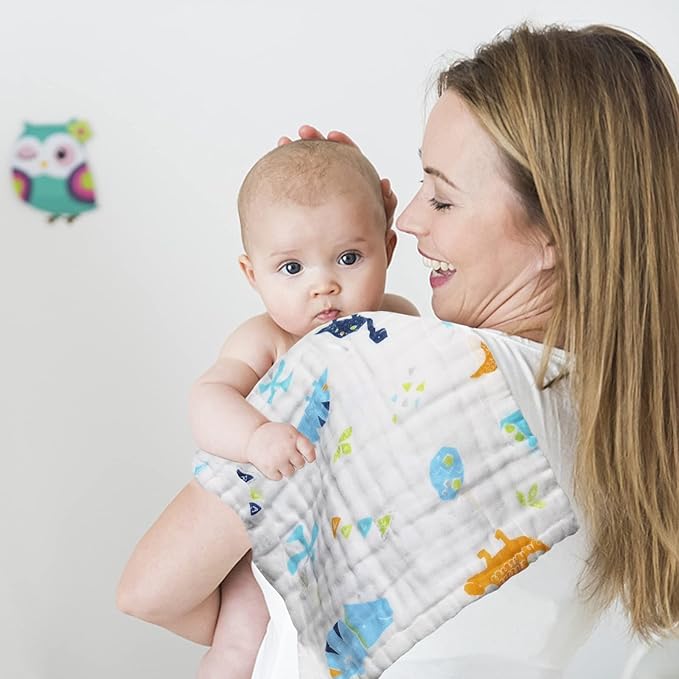 Muslin Burp Cloths Cotton Burping Cloth 20'' X 10'' Pack of 6,Baby Spit Up Cloths for Newborn,Absorbent,Soft,Breathable Large,Premium 6-layer Construction,Unisex,for Boys and Girls(Colorful)