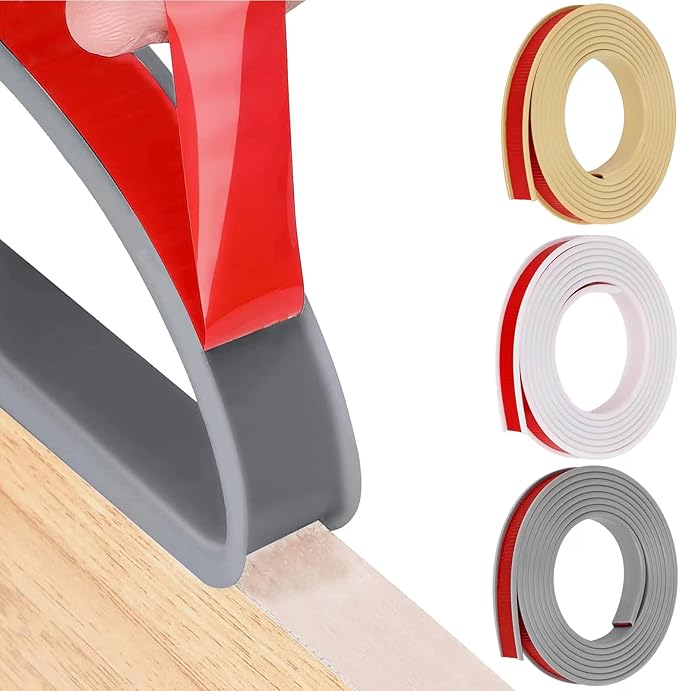 16.4ft U-Shape Edge Banding, HeiPen Self Adhesive Rubber Edge Trim, TPE Flexible Furniture Edge Protector for Wood Veneer Cabinet Repair Furniture Restoration (15mm, Gray, 1)