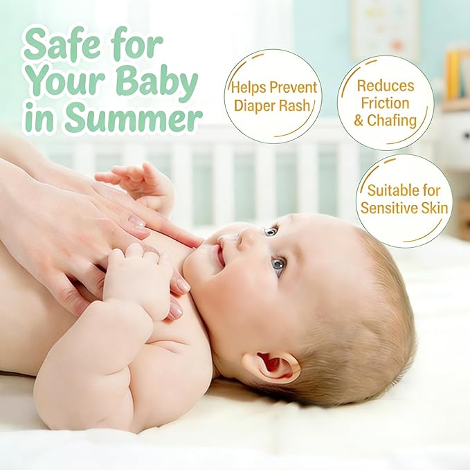 AOAO Baby Powder, Talc-Free Cornstarch Dusting Powder, Soothe & Protect Diaper Area, Help Prevent Diaper Rash with Zinc Oxide & Aloe Vera, Gentle Absorb Sweat & Anti-Chafe for Sensitive Skin (Airy)