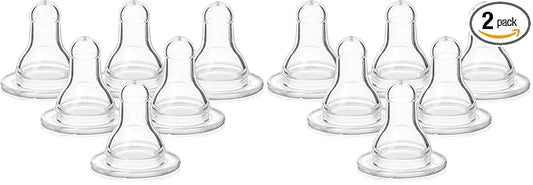 Evenflo Feeding Classic BPA-Free Silicone Medium Flow Nipples - 3 Months+, Clear 6 Count (Pack of 2)