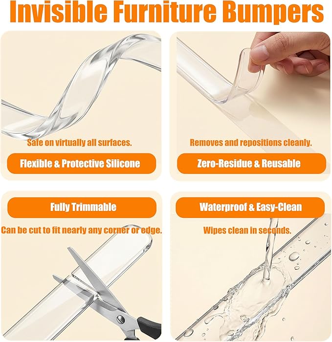 44Pcs Clear Cabinet Door Bumpers, Adhesive Silicone Noise Reducing Pads Anti Collision Pad, Removable Scratch Resistant Surface Protection for Doors Walls Furniture (3 Sizes)