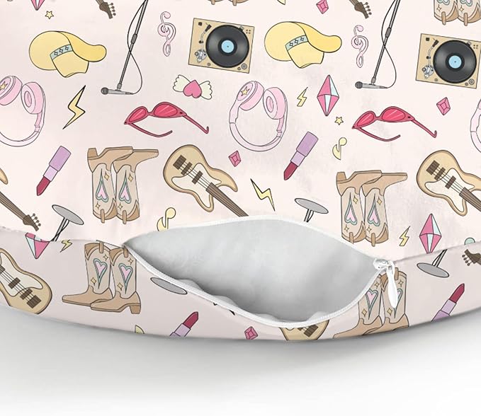 Pink Western Cowgirl Disco Nursing Pillow Covers for Girl Retro Cowgirls Music Star Era Nursery Slipcovers for Breastfeeding Pillows Wild West Desert Soft Stretchy Removable Cover for Newborn Infant