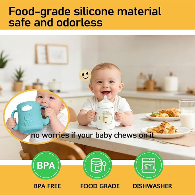 3Pack Silicone Sleeves for Pigeon Baby Bottles 5.4oz, Anti Breakage Glass Baby Bottle Holder with Handles