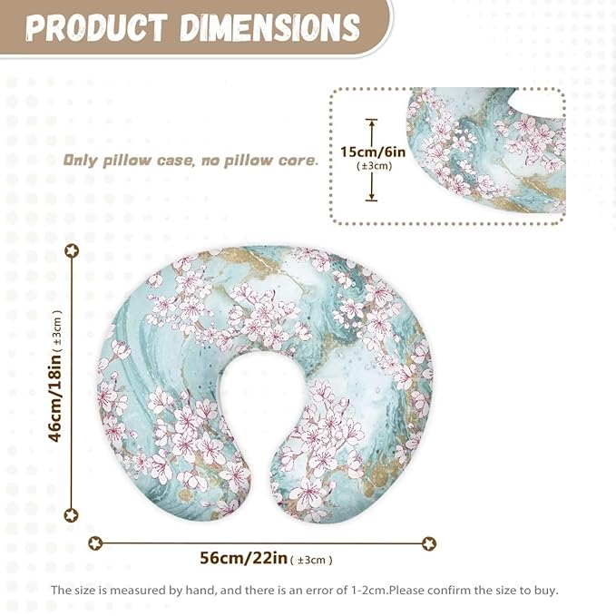 Cherry Blossom Marble Nursing Pillow Cover Slipcover Comfortable Maternity Breastfeeding Newborn Infant Feeding Cushion Cover Machine Wash & Quick Dry