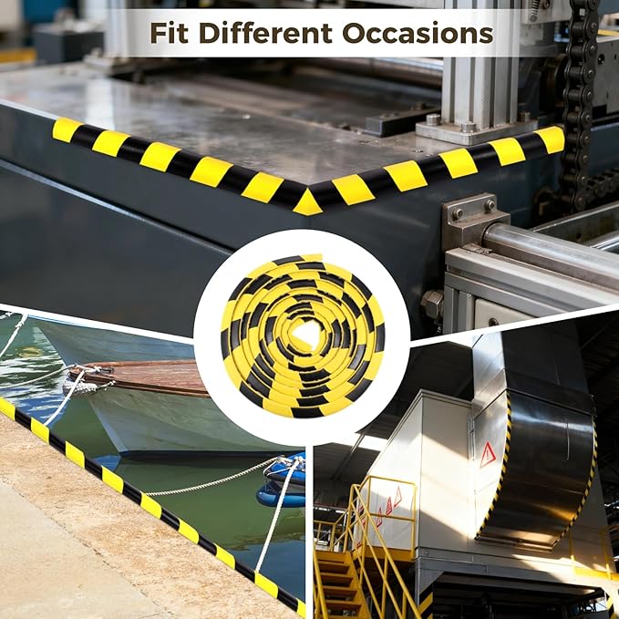 Self Adhesive Wall Corner Guard, 9.8 ft L-Shaped Edge Protector, Yellow Black NBR Foam Safety Bumper, Impact-Resistant Safety Warning Edge Guard for Factory, Garage, Warehouse