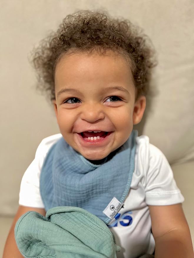 DiaperSquad's 100% Organic Cotton Baby Drool Bibs, Super Absorbent & Adjustable Baby Bibs for Drooling and Teething