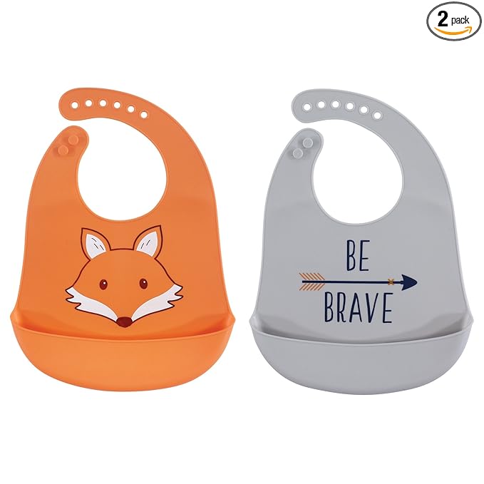 Hudson Baby Unisex Baby Silicone Bibs, Fox, One Size