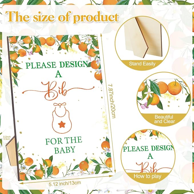 Panitay 100 Pcs DIY Baby Bibs Decorating Kit 50 White Bibs 25 Stencils 24 Markers 1 Baby Shower Game Sign
