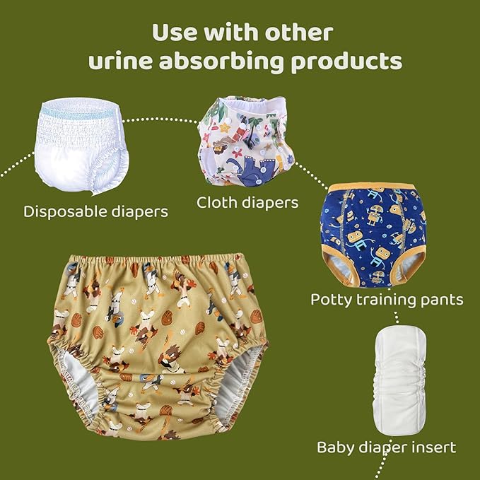 BISENKID 6 Packs Rubber Pants for Toddlers Rubber Training Pants for Toddlers Good Elastic Waterproof Diaper Cover Boy 5t