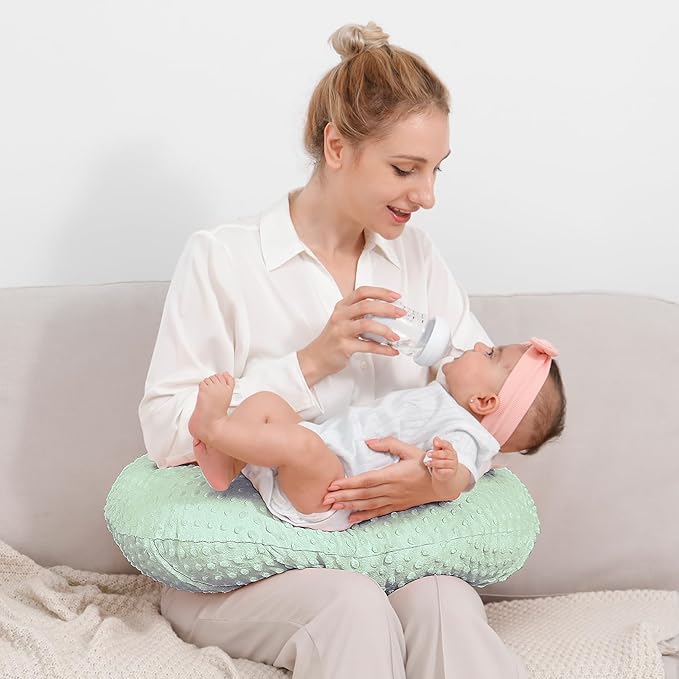 Nursing Pillow Cover Breastfeeding Pillow Cases Plush Dot Slipcover Pillow Sham (Green)