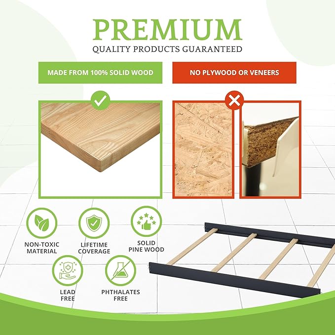Full-Size Conversion Kit Bed Rails for Oxford, Soho, Ozlo & Avalon Baby Convertible Cribs - Solid Wood - Toddler & Adult Rail for Full-Size Bed - Nursery & Baby Furniture (Midnight Slate Hook-On Kit)