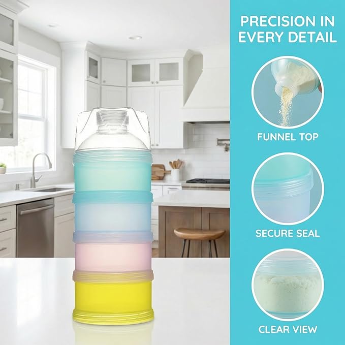 2 PCS 4 Layers Baby Milk Powder Dispenser, Milk Powder Pots,Formula Dispenser Portable Milk Powder Formula Dispenser Container Pot Box Milk Cans Snack Storage Box for Travel (Four-Color)