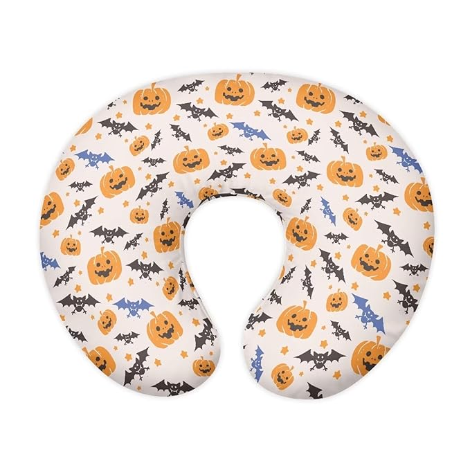 Halloween Pumpkin Bat Baby Girls Boys Nursing Pillow Cover Baby Breastfeeding Slipcover Newborn Safety and Comfy Cover Baby Mom Essentials, 2 Packs