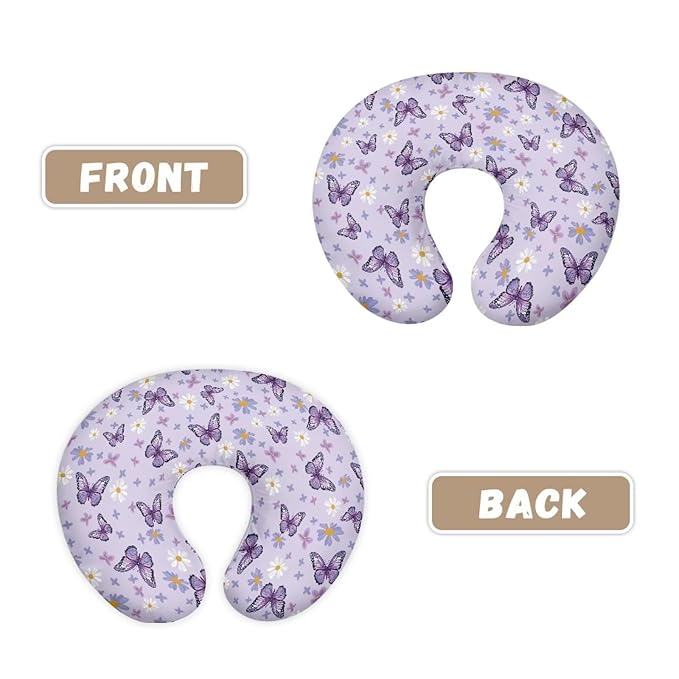 Butterfly Daisy Printed Nursing Pillow Cover for Infant, Soft Breathable Nursery Bottle Breast Feeding Pillow Slipcover for Breastfeeding Moms, Fits 22in*18in Pillow