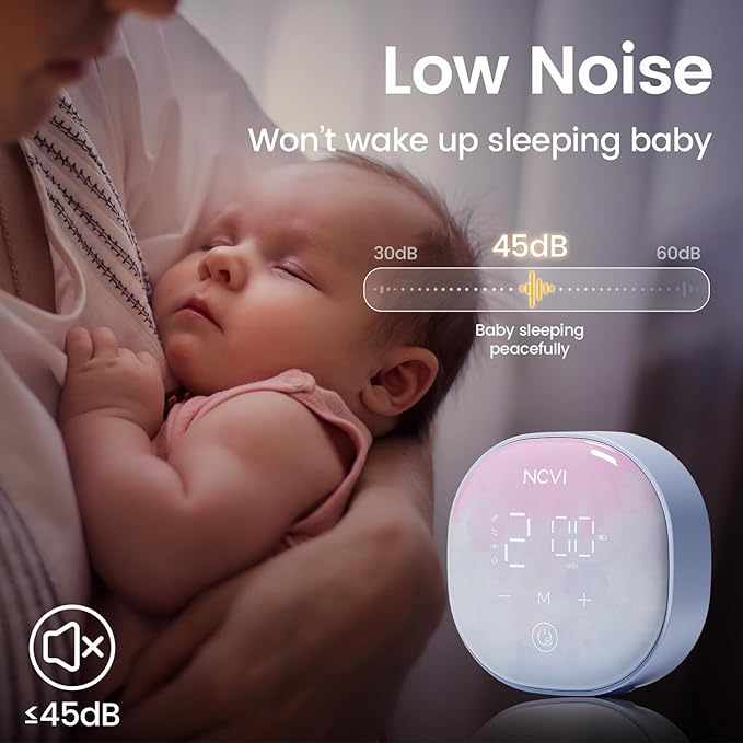 NCVI Double Electric Breast Pump 8122, Portable Milk Breastfeeding Pump with 4 Modes 9 Levels, Hospital-Grade Suction 280mmHg with 17/19/21/24mm Flanges for Home, Office and Travel, USB Rechargeable