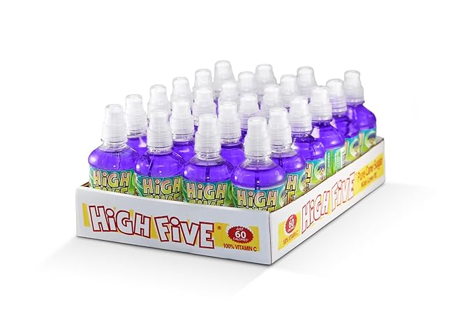 High Five Juice Drink – Grape - 10.1 oz Bottles, Naturally Sweetened with Vitamin C, Low-Calorie Fruit Juice Beverages with Spill Proof Sports Cap 10.1 Ounce (Pack of 24)