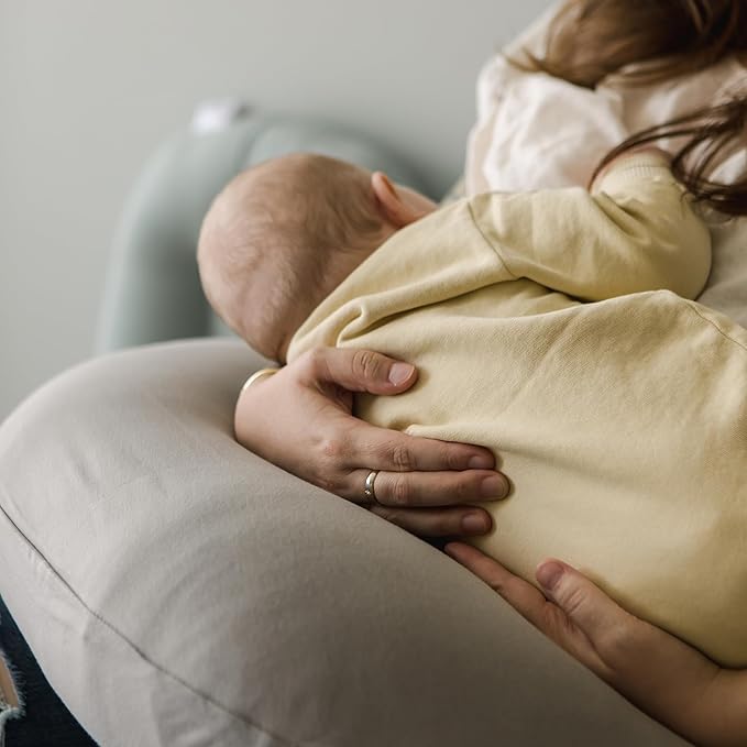 Snuggle Me Organic Feeding Support Pillow Cover, Machine Washable 100% Organic Cotton, Soft Nursing Cover for Breastfeeding, Pillow Slipcover for Baby Girls Boys Newborn - Stone