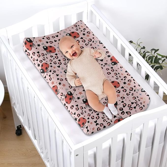 Ladybug Diaper Change Table Covers Leopard Print Changing Pad Cover for Baby for Newborn Easy to Install Changing Mat Sheet for All Season Gift for Friends