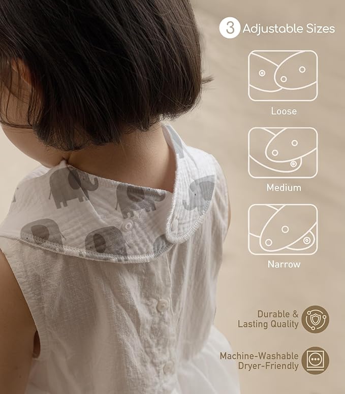 Muslin Baby Bibs 8 Pack, Baby Bandana Drool Bib for Drooling and Teething, Cotton Soft Absorbent for Girls Boys (Grey Animals)