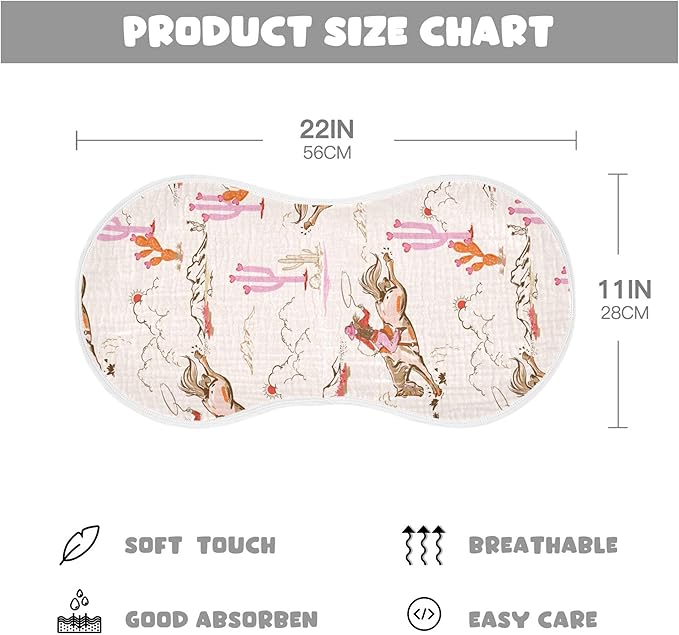 Cowgirl Western American Burp Cloths Baby Boys Girls Absorbent Soft Cotton Burping Cloths Rags 4 Pack