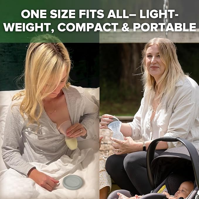 haakaa Manual Breast Pump & Silicone Cap Combo for Nursing Mom (Gray, 4oz. Without Base)