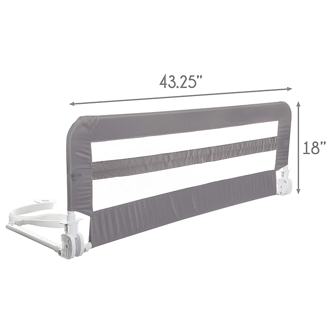 Little Chicks Fold Down Sydney Toddler Bed Rail Guard - Extra Long 43.25in - Fits Twin, Full and Queen Size Mattress with Anchor Safety System