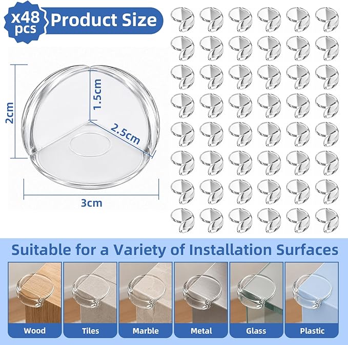 48 Pack Corner Protector for Baby, Clear Table Corner Protectors, Baby Proof Corners and Edges, Super Strong Adhesive, Corner Protectors for Furniture & Sharp Edges