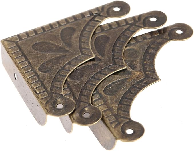 dophee Antique Bronze Box Corner Covers, Decorative Corner Protectors Guards Edge Guards for Jewelry Box Chest Table Desk Photo Frame Panal, 1.53"x1.53"x1.97"(12-Pack)