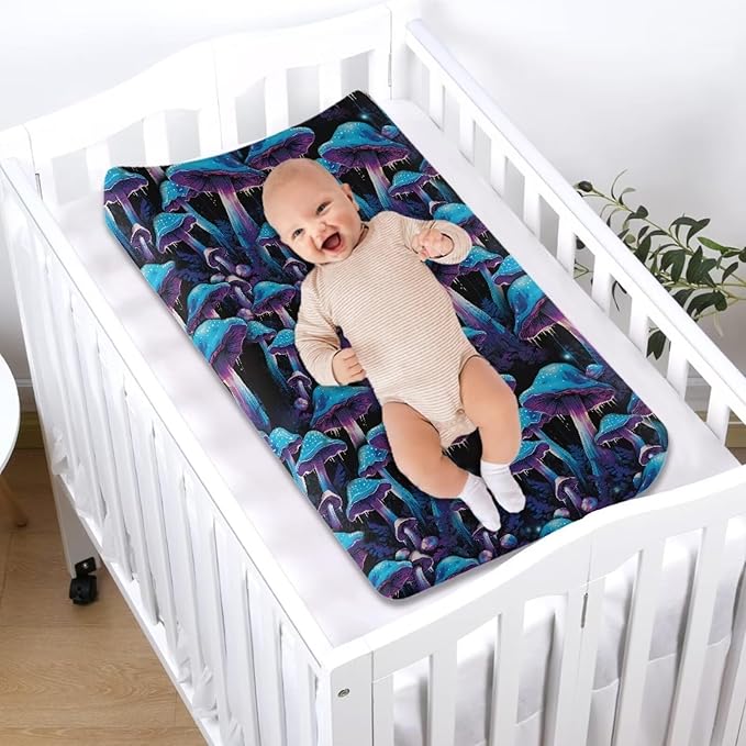 Murshroom Trippy Baby Changing Pad Cover Infant Newborn Diaper Table Change Mat Sheet Cover Cattle Floral Changing Table Covers for Boys Girls