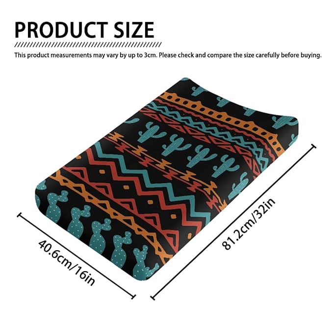 ZDCUSTOM Aztec Cactus Pattern Soft Changing Pad Sheets Comfy Cozy Cradle Sheets Stretchy Changing Pad Covers Changing Table Sheets Infant Newborn Changing Mat Sheet