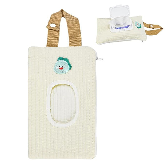 Quilted Baby Wipe Holder Floral Diaper Pouch Portable Quilted Wipes Bag for Car, Stroller