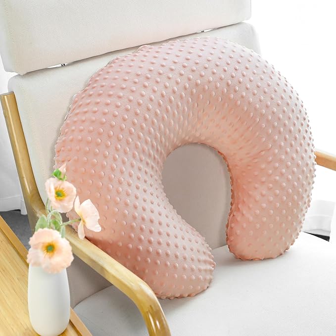 Nursing Pillow Covers 2 Pack, Orange Minky Dots Breastfeeding Pillow Slipcover for Baby Boys Girls, Ultra Comfortable Nursing Pillow Protector, Soft and Machine Washable, Flower Checkerboard