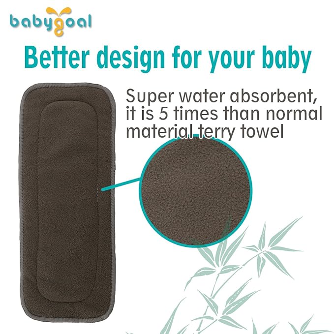 babygoal Reusable Cloth Diapers 6 Pack+22 Inserts, One Size Adjustable Washable Pocket Nappy Covers for Baby Boys,Rash-Free