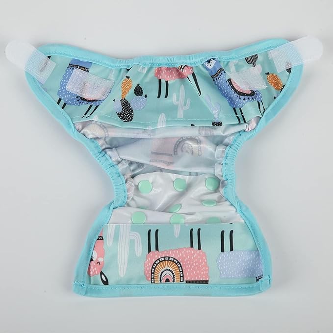 Newborn Diaper Cover with Snap and Loop - Blue Alpaca - Size 1