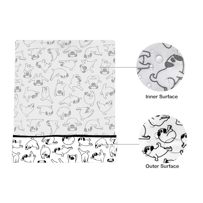 FLOCK THREE Washable and Reusable Wet Bag, Diaper Bag, Water Resistant Swimming Bag, Travel Toiletries Pouch, Yoga Gym Bag (White_YOGADOG)