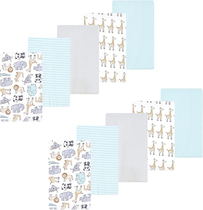 Luvable Friends Hudson Baby Flannel Burp Cloths 10pk, Kangaroo Pastel