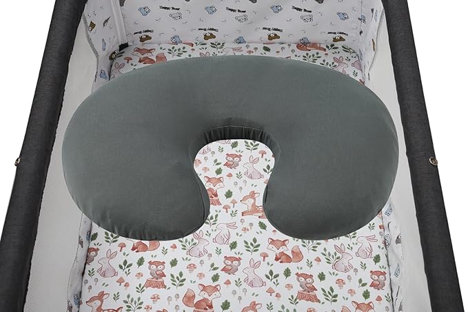 Nursing Pillow Cover Set 3 Pack Nursing Pillow Slipcovers for Moms Breastfeeding Moms, Ultra-Soft Stretchy Fit Standard Nursing Pillows Green/Brown/Fox