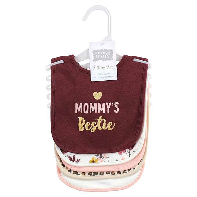 Hudson Baby Unisex Baby Cotton Bibs, Mommys Bestie, One Size