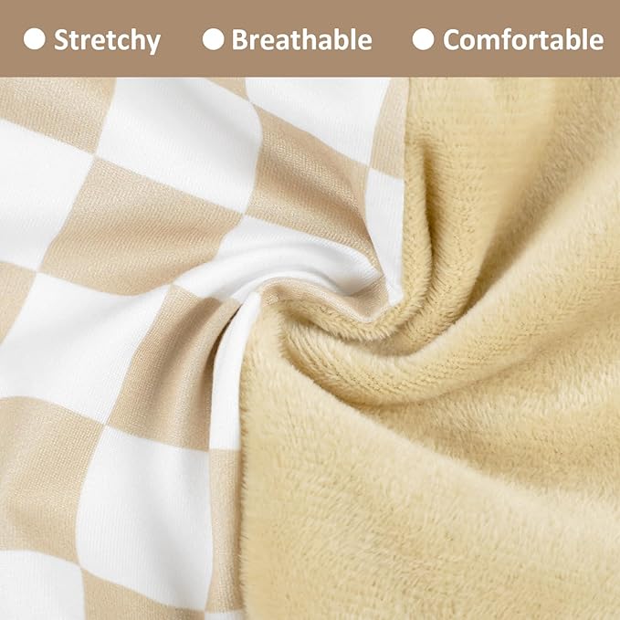 DILIMI Nursing Pillow Cover, Soft Stretchy Nursing Cover for Breastfeeding Pillow, 1 Pack Reversible Removable Slipover for Baby Boy and Girls, Brown Checkered