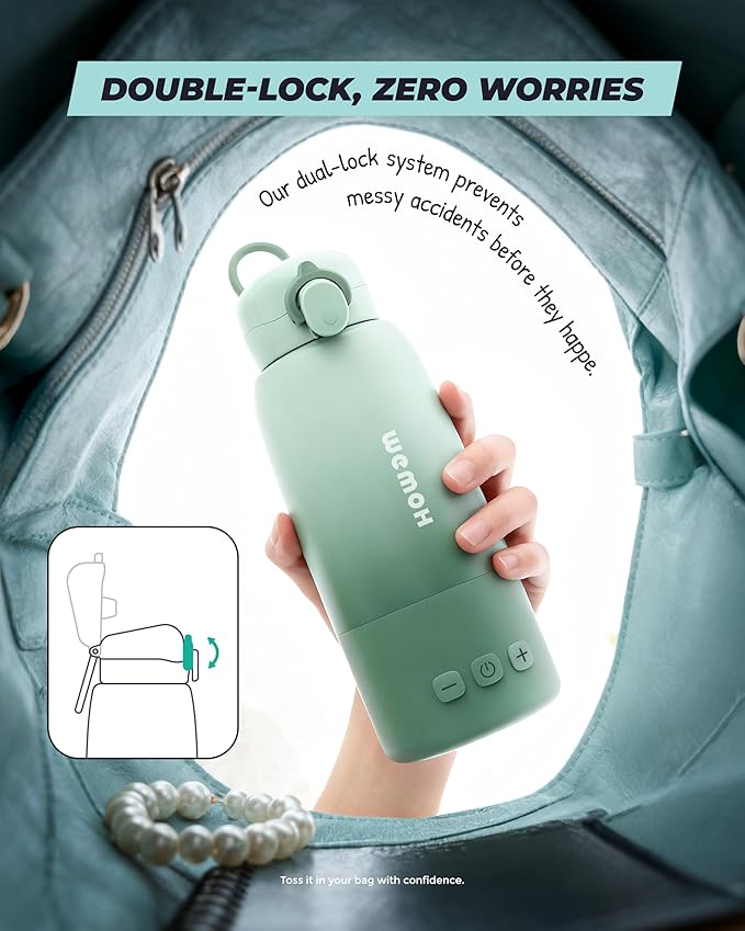 Upgraded Portable Milk Warmer with Self-Clean Function, 110W Fast Heating for Breast Milk & Formula, 16oz Large Capacity Travel Bottle Warmer, USB-C Fast Charge, Ideal for Hiking, Flights & Car Use