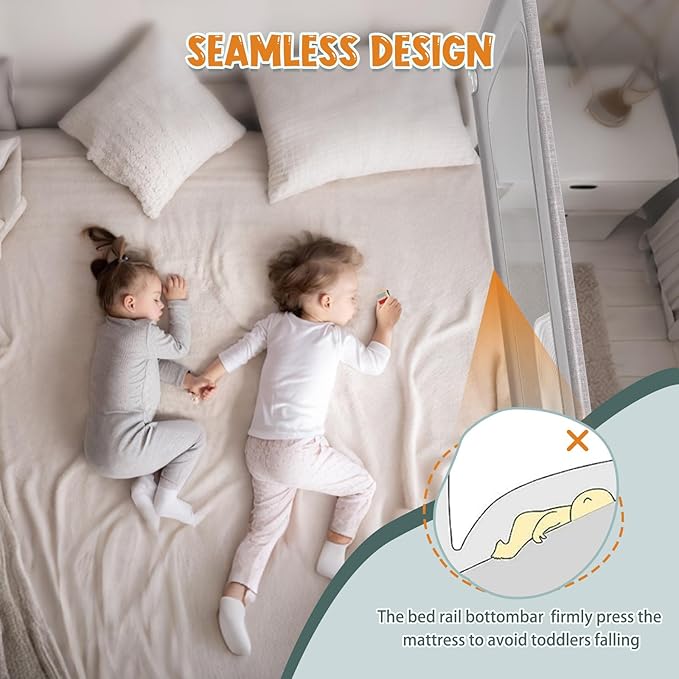 G TALECO GEAR Bed Rail for Toddlers, Stable Protective Bed Side Rails, Baby Bedrail Guard for Twin Full Queen & King Size Bed (74.8 Inch, 1 Piece) ((3 Sides for Twin Size) 74.8x74.8x39 Inch)