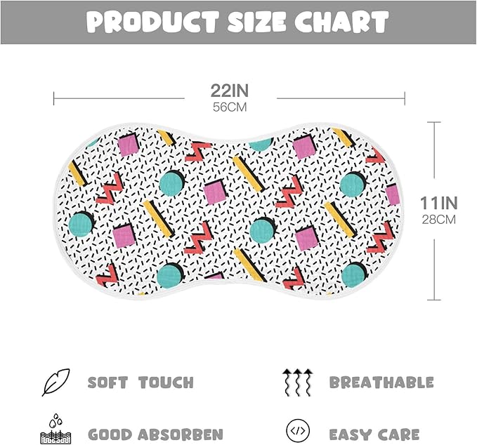 Muslin Burp Cloths for Baby Boys and Girls - 4-Pack Ultra Absorbent Retro 80s 90s Muslin Washcloths, Newborn Towel, Milk Spit Up Rags, Burp Cloth Bib for Unisex, 22 x 11 Inch