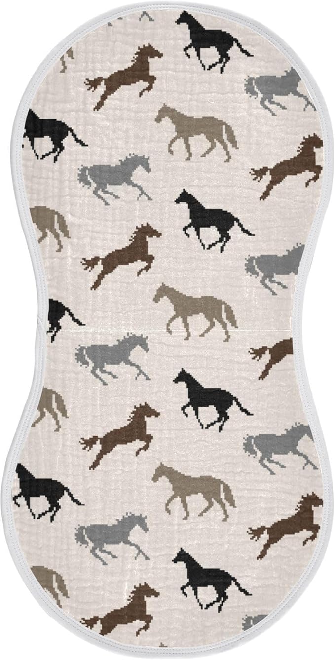 vvfelixl Pixel Horse Burp Cloths for Baby Boy Girls Baby Washcloths Burp Rags 1 Pack