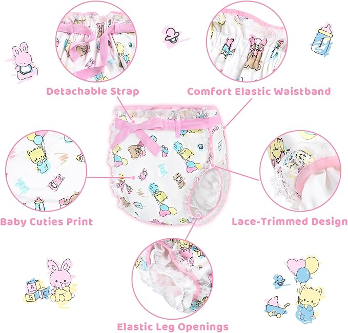 Littleforbig Silky Adult Ribbon Omutsu Diaper Wrap Cover Washable Adjustable Reusable Waterproof - Baby Cuties
