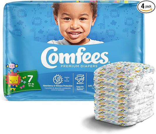Comfees Premium Baby Diapers with Total Fit System for Boys & Girls, Size 7, 80Count