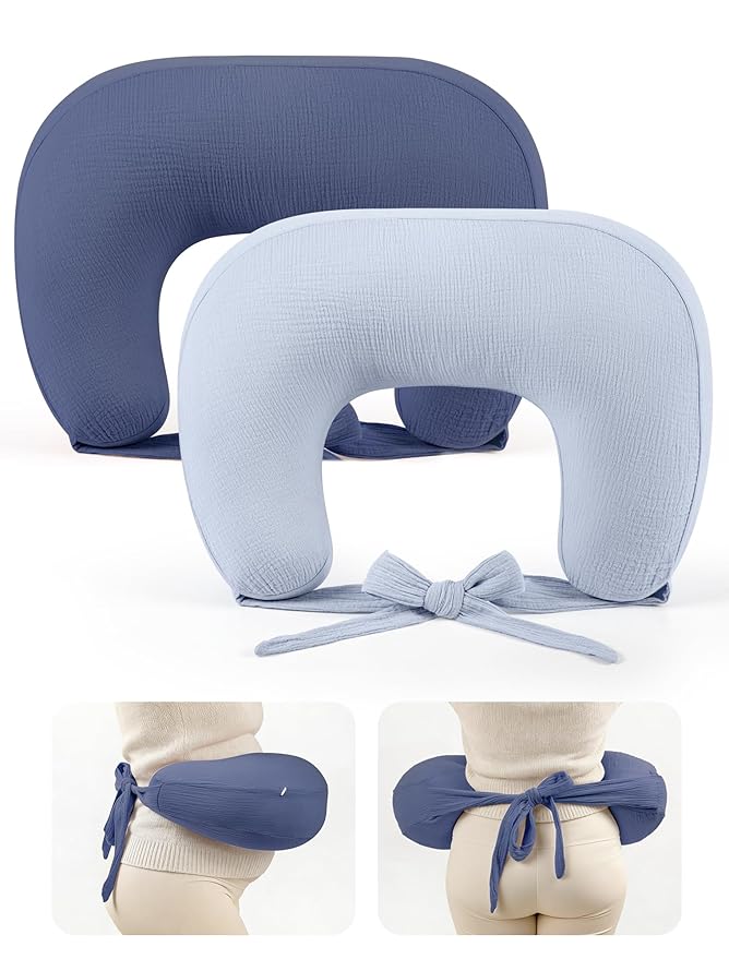 lulumoon Muslin Nursing Pillow Covers - 2-Pack Soft Cotton Slipcovers for Breastfeeding & Bottle-Feeding - Extension Strap for Snug Fit & No Sliding - Hidden Zipper Safety for Newborn Baby
